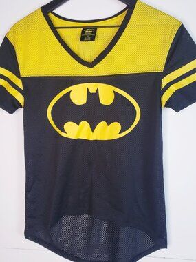 Women's Batman Jersey Top Shirt Size M ~  Black & Yellow